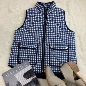 J. CREW Excursion Down Poly Vest in Blue Gingham